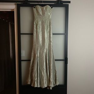 NWT - GOLD Badgley Mischka Godet Cording Evening Gown